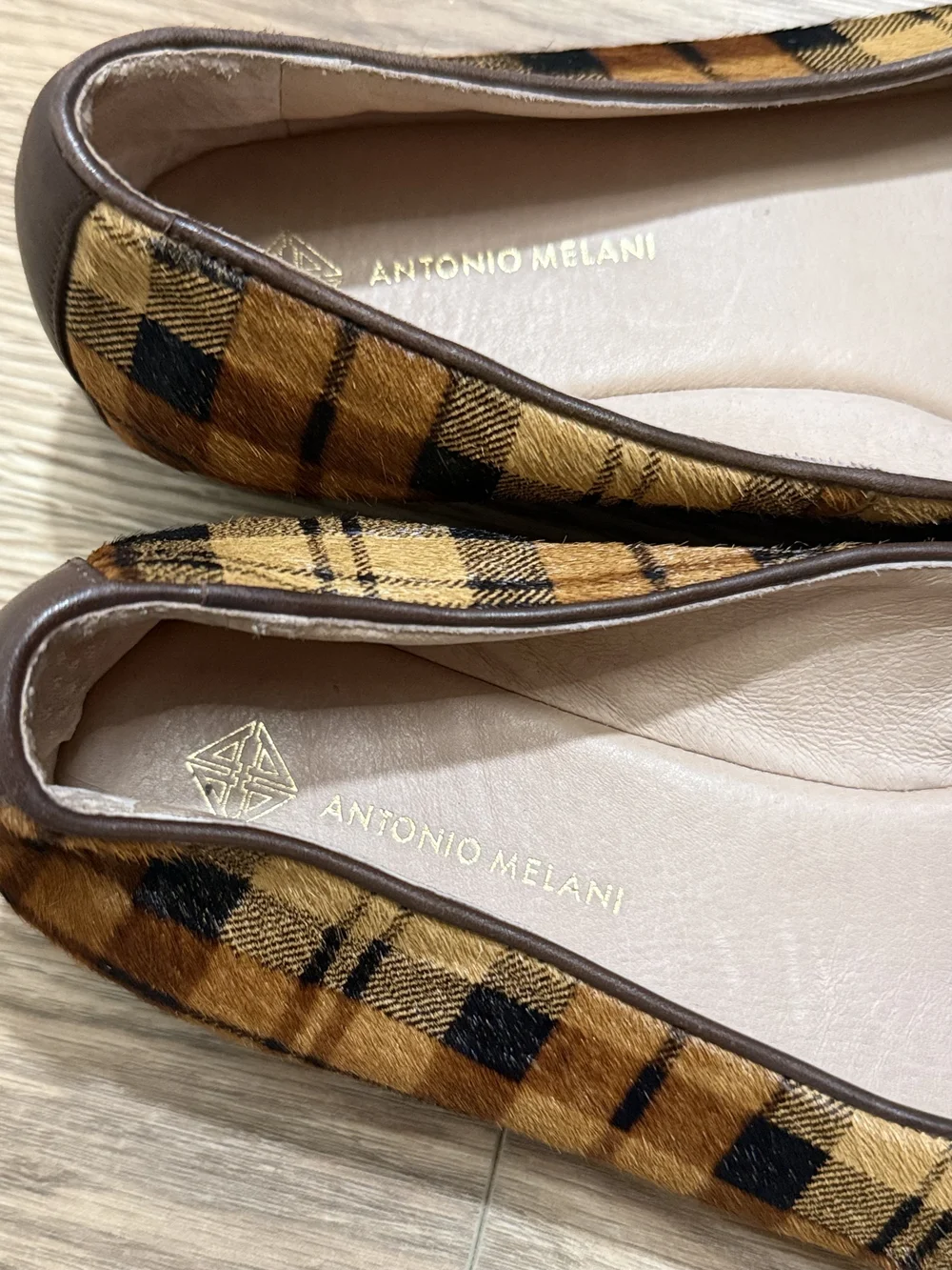 ANTONIO MELANI Plaid Loafers in Tan and Black